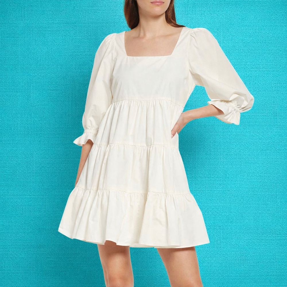 MADEWELL LIZZIE BABYDOLL MILKMAID POPLIN PUFF SLEEVES DRESS SIZE 14W NWT CREAM